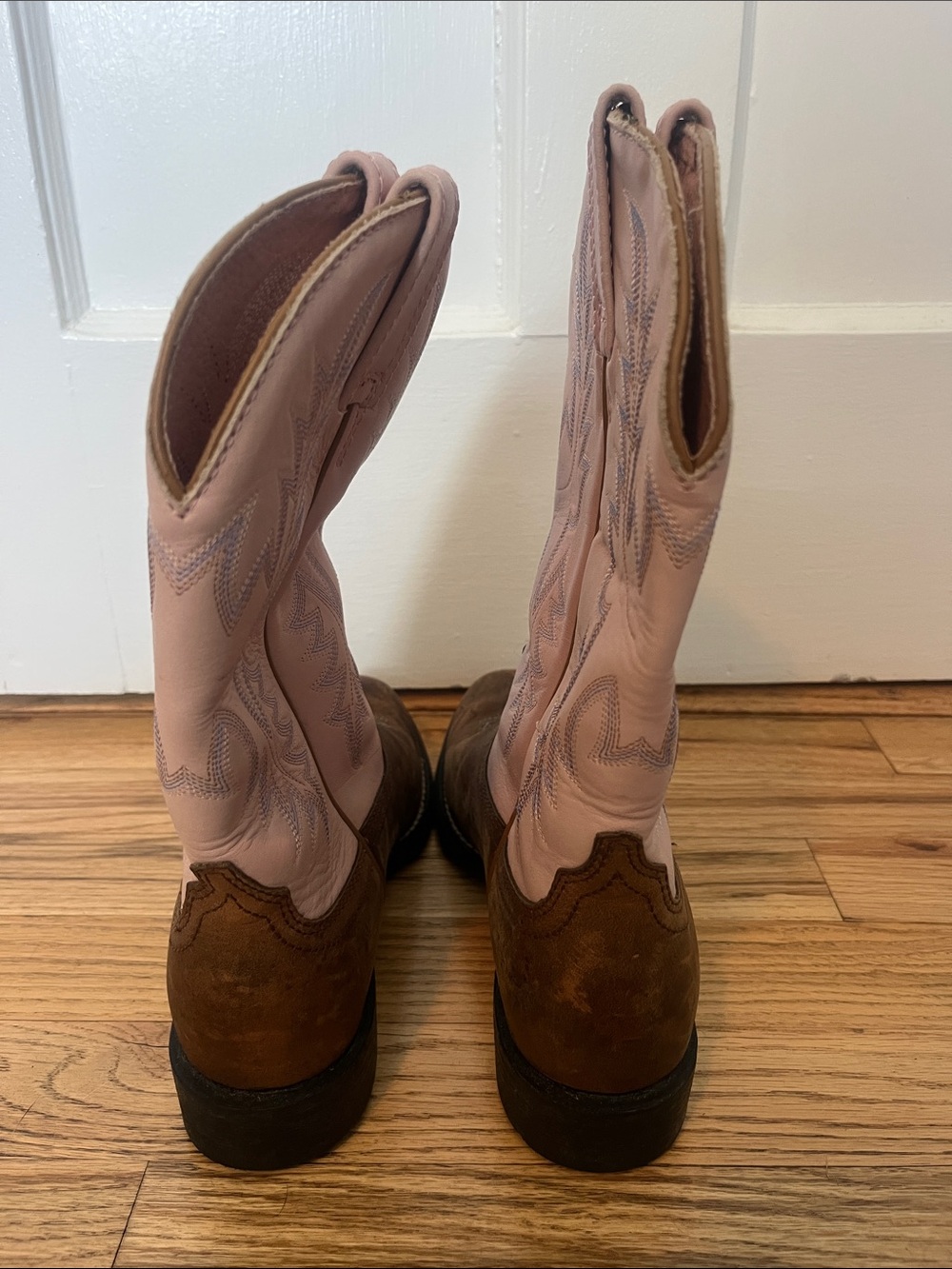 Ariat women’s heritage stockman leather western cowboy boots pink tan size 7.5 - Picture 7 of 9